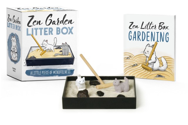 Zen Garden Litter Box with packaging on a white background