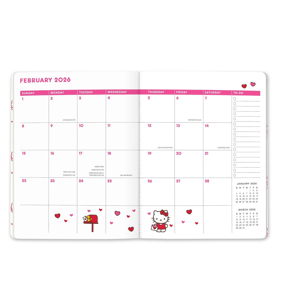 2026 Hello Kitty Playful Pink Just Right Monthly Planner
