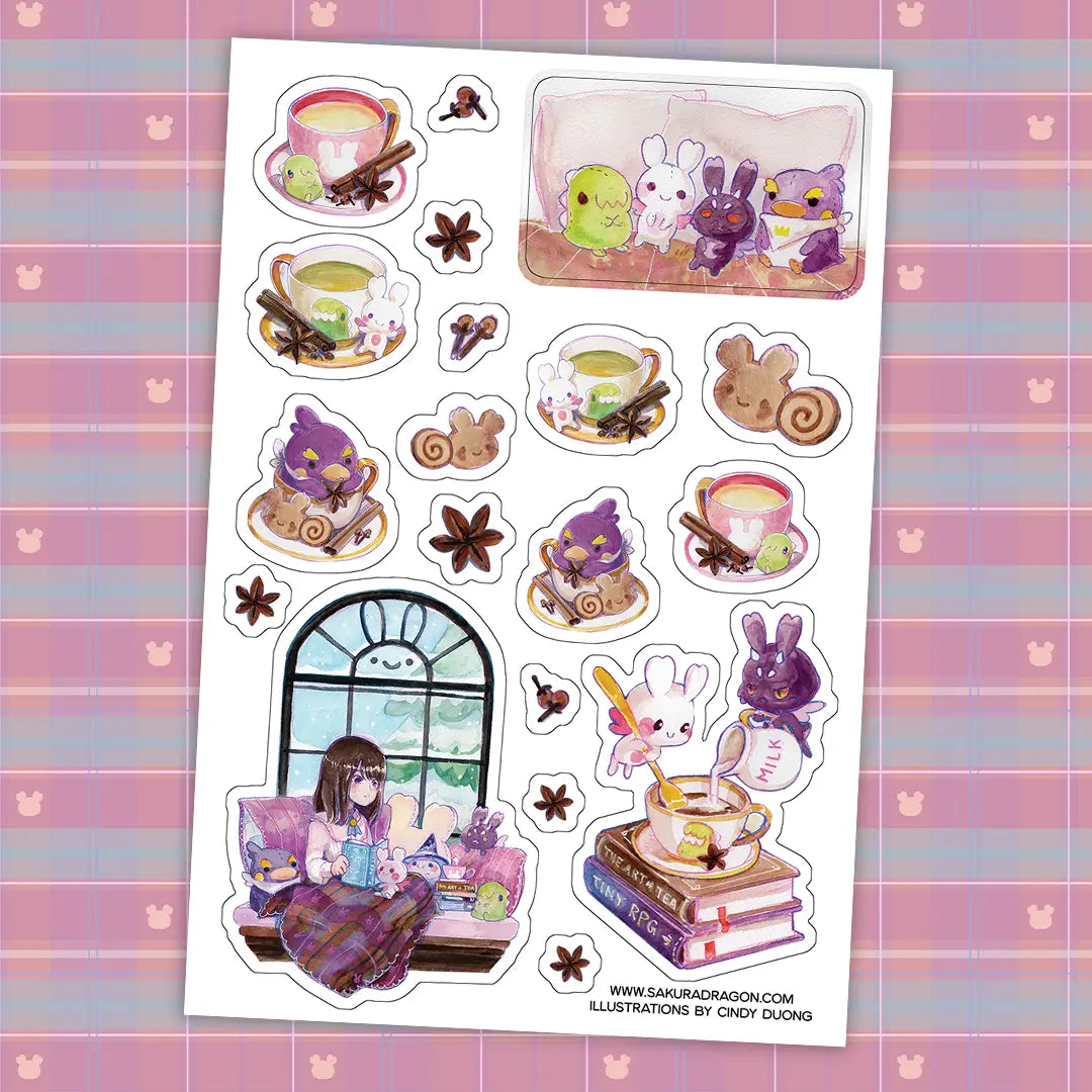 Sakuradragon Books and Chai Sticker Sheet