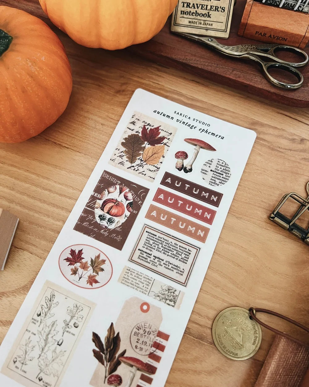 Sarica Studio Autumn Vintage Ephemera Stickers