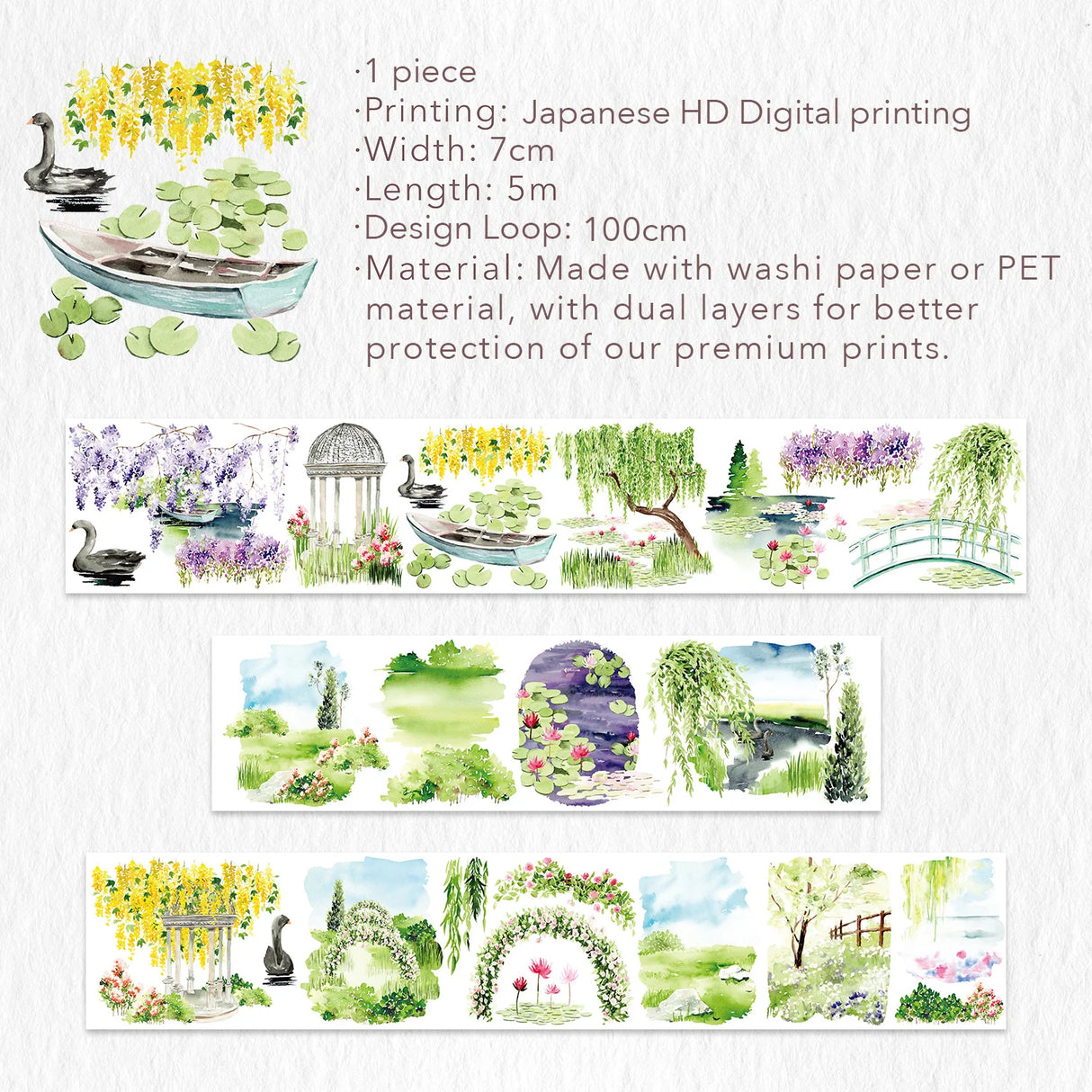 Monet's Garden Wide Washi/PET Tape