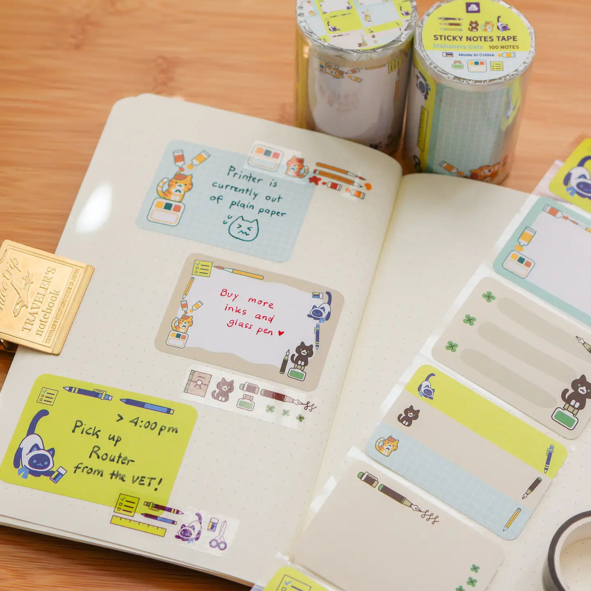 Stationery Cats Paper Labels Sticker Roll