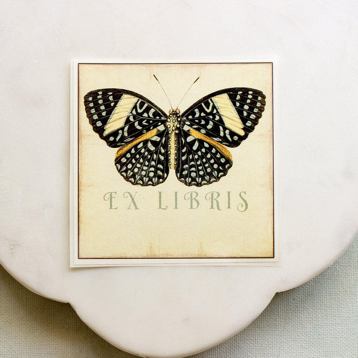 Black Butterfly Bookplate Sticker