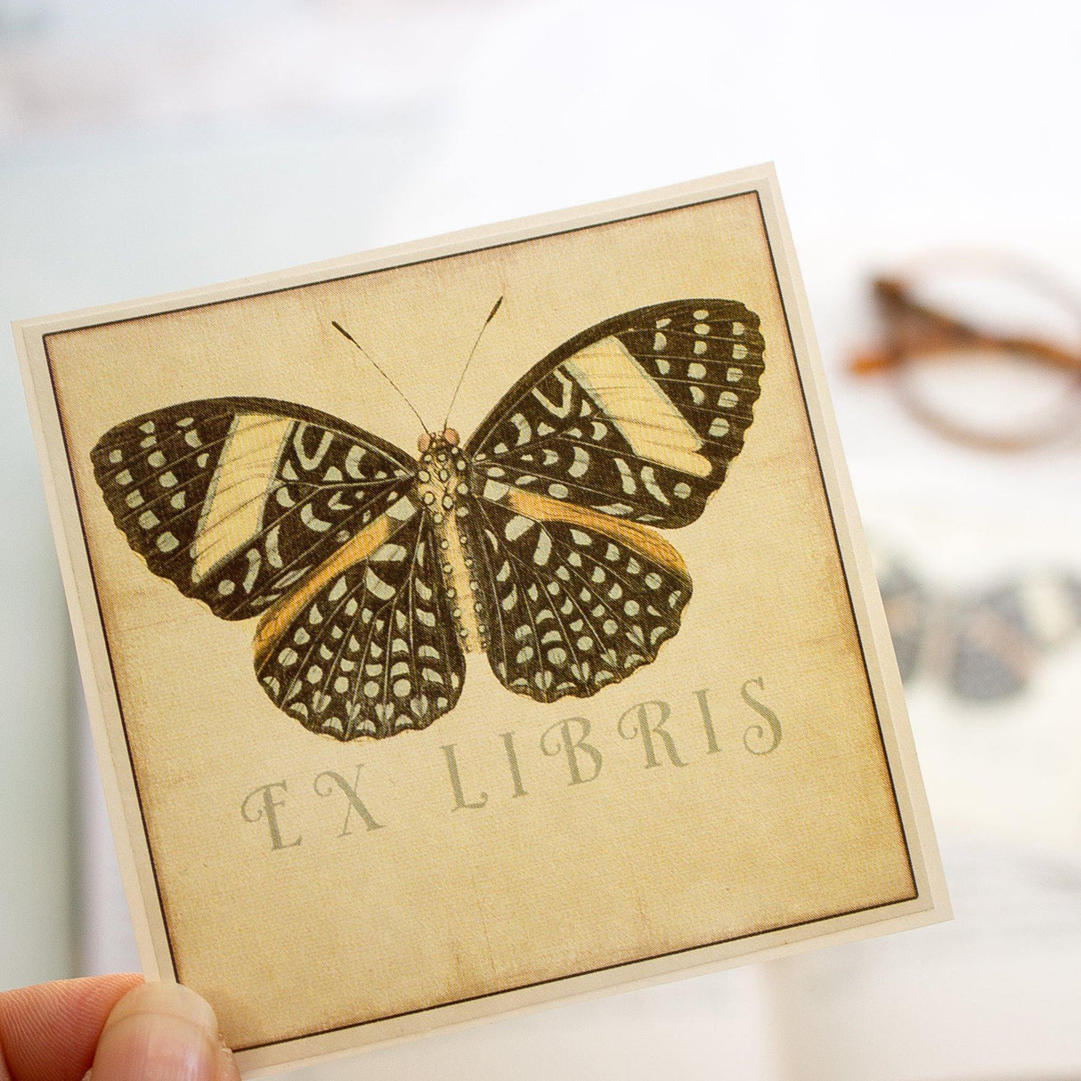 Black Butterfly Bookplate Sticker