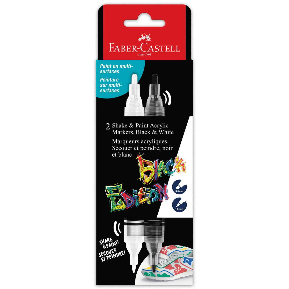 Faber-Castell Black Edition Shake & Paint Markers - Black & White 2ct