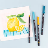 Dual Brush Pen Art Markers, Lemon Squeezy, 6-Pack