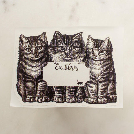 Three Cats Bookplate Sticker