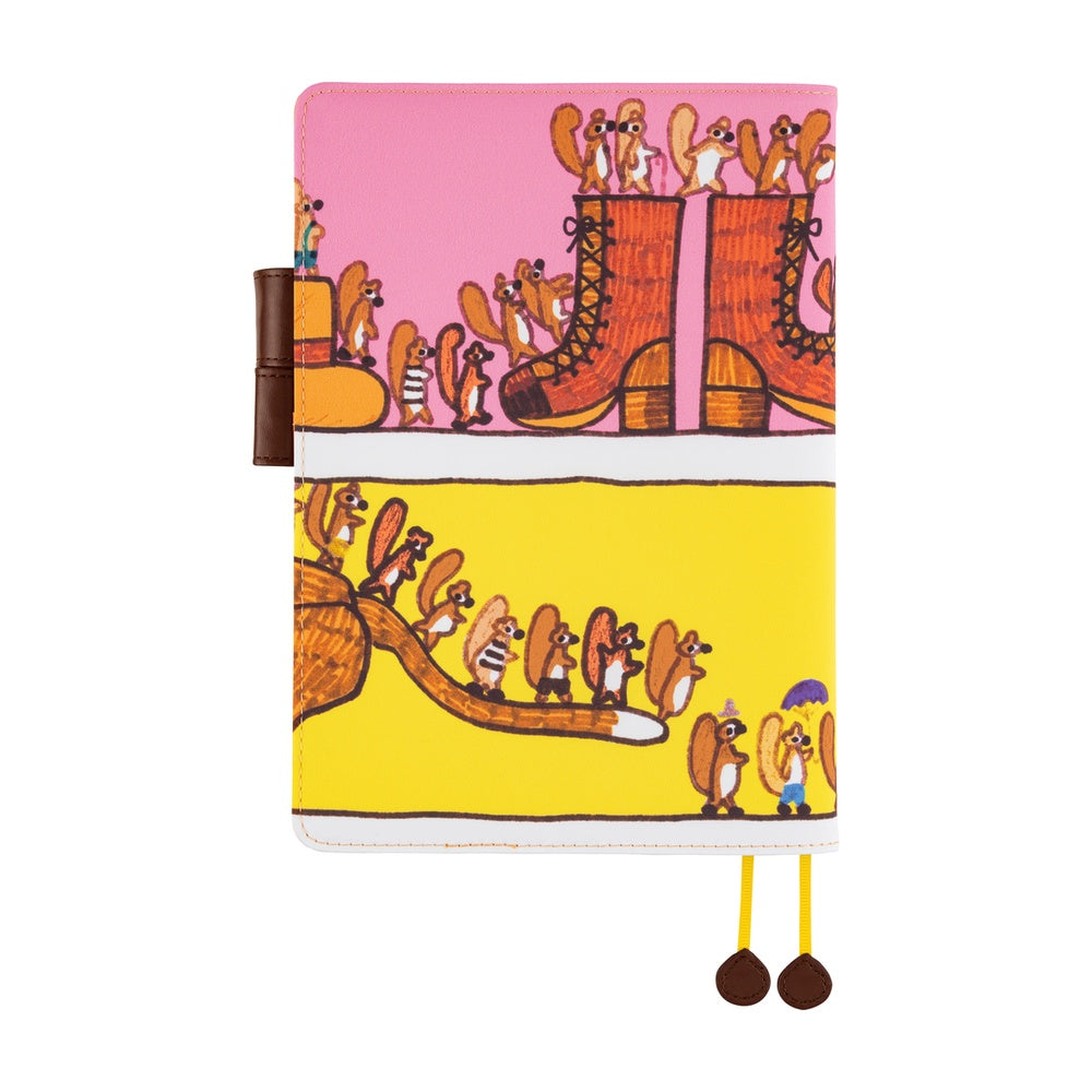 Hobonichi Techo 2026 Cousin A5 Book & Cover - 100%ORANGE: Where’s the Squirrel Going [ENG/A5/Jan Start]