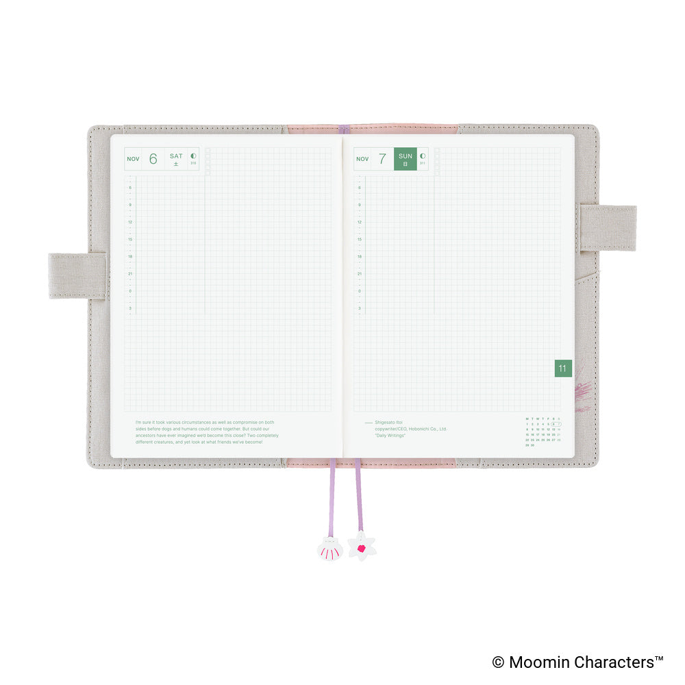 Hobonichi Techo A5 Cover - Moomin: My Yard (Pink Gray)