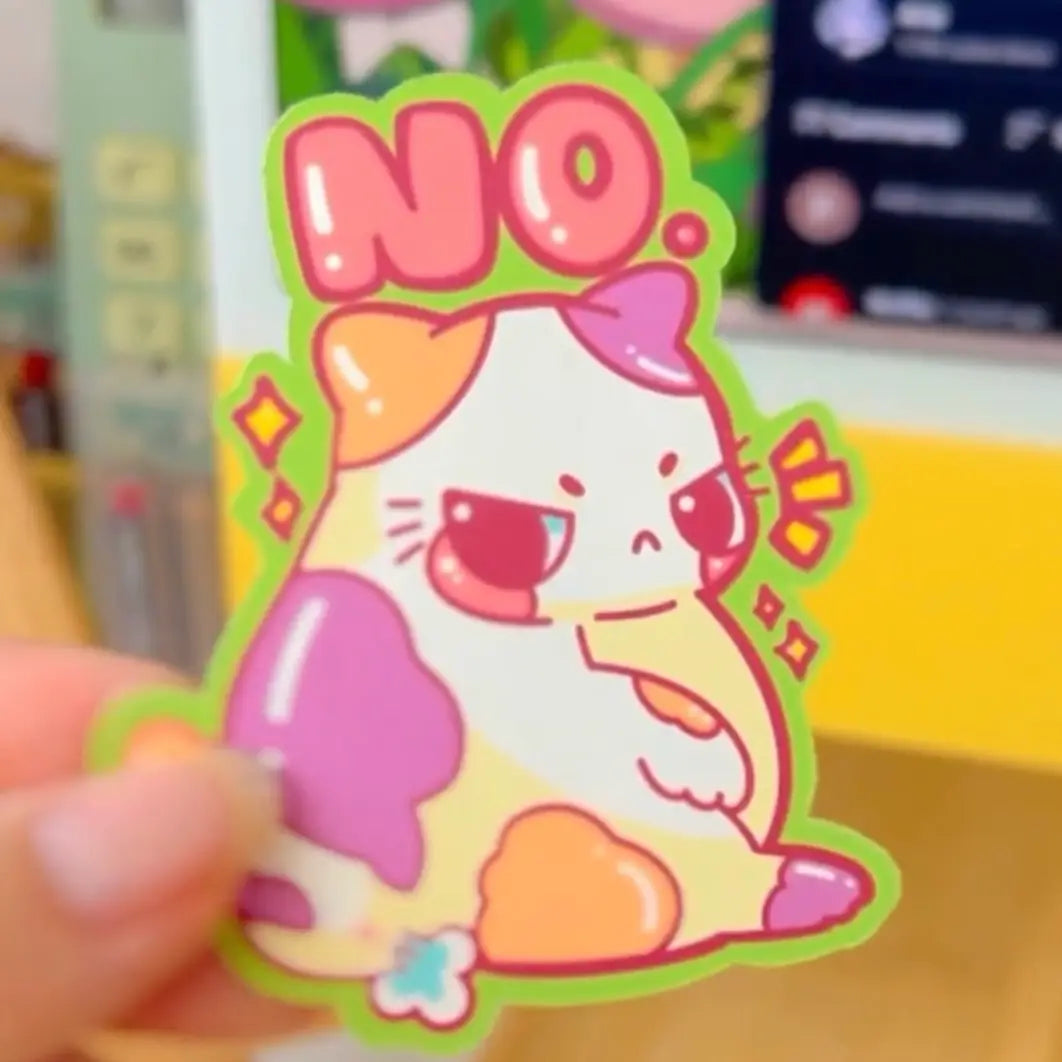 Grumpy No Cat (Calico, Green) Vinyl Sticker – Little Craft Place