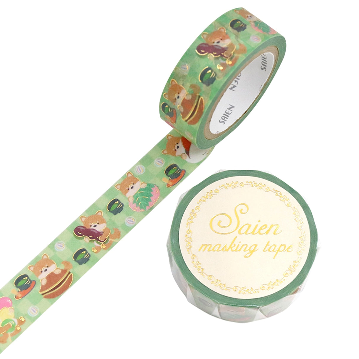 SAIEN Foil Washi Tape - Shiba Inu and Japanese Sweets
