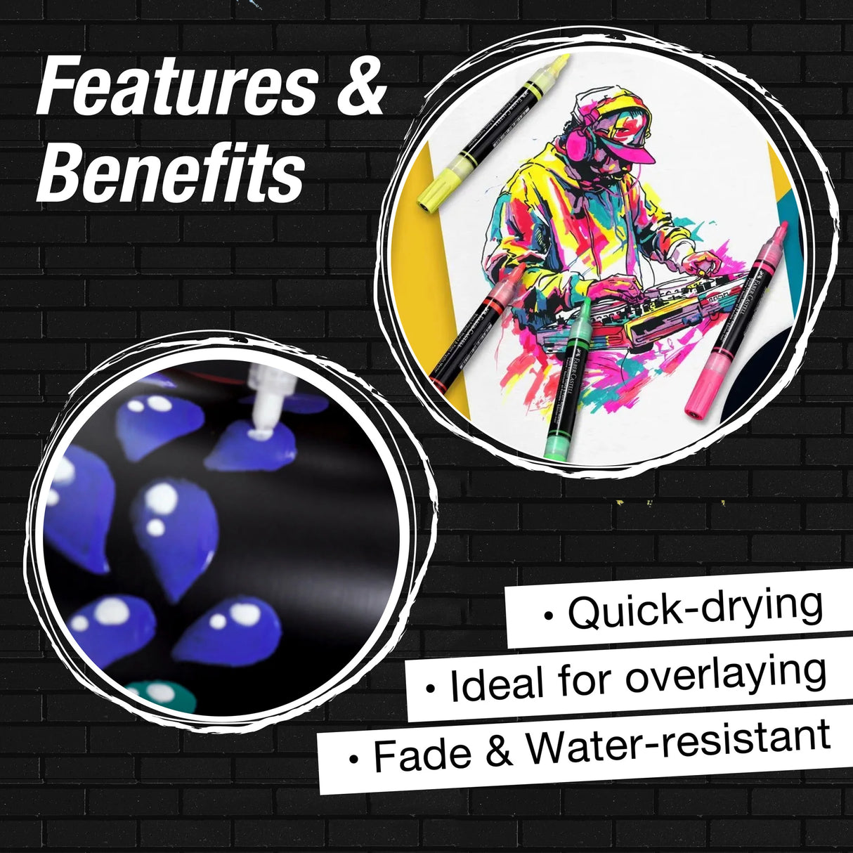 Faber-Castell Black Edition Shake & Paint Markers - Black & White 2ct