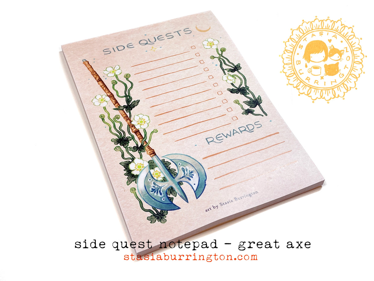 Side Quests Great Axe Notepad