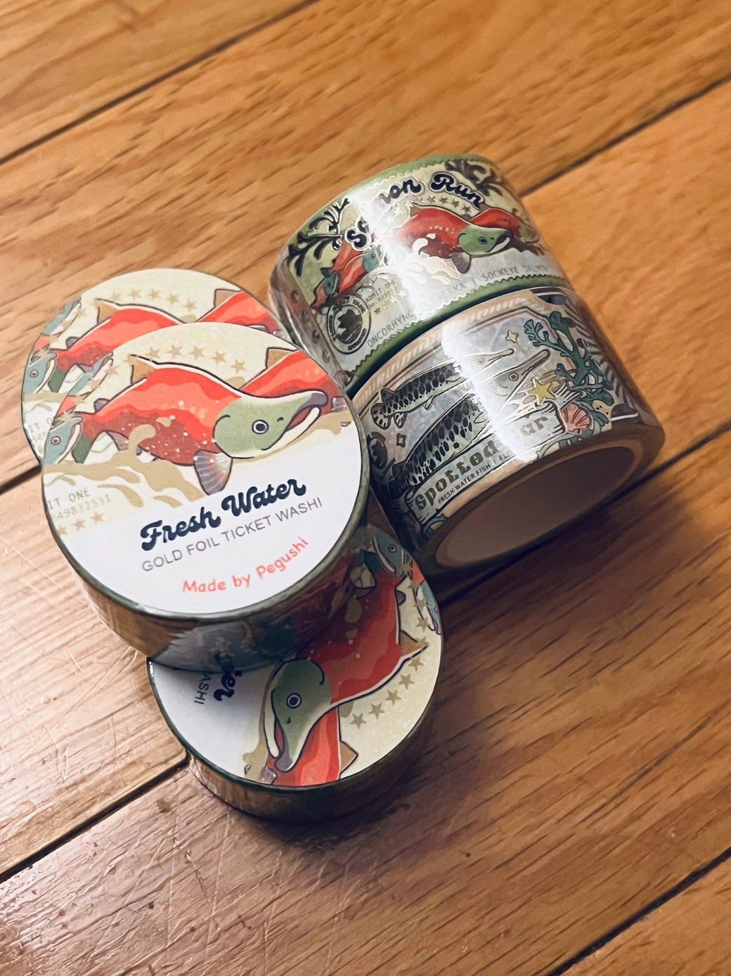 Pegushi Washi Tape - Gold Foil Fresh Water Ticket