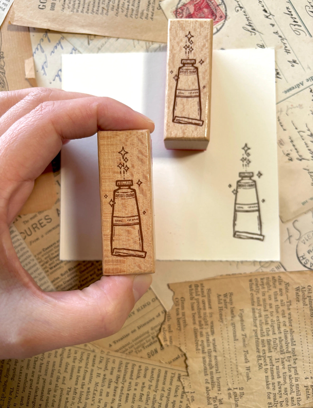 Paint Tube Rubber Stamp