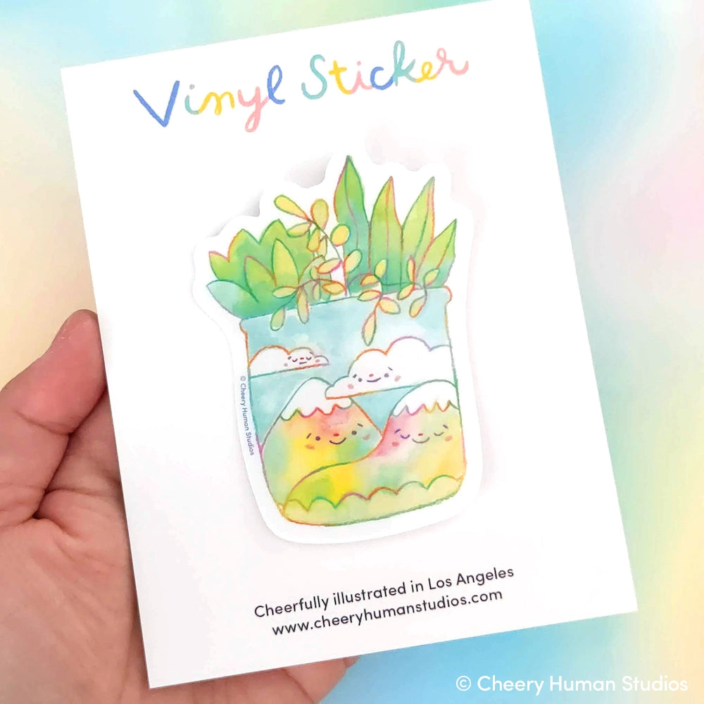 Rainbow Mountains + Plants Vinyl Sticker