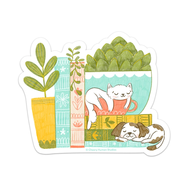 Cozy Cat & Dog Friends Vinyl Sticker