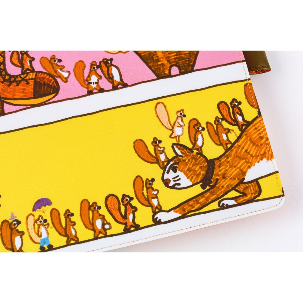 Hobonichi Techo 2026 Cousin A5 Book & Cover - 100%ORANGE: Where’s the Squirrel Going [ENG/A5/Jan Start]