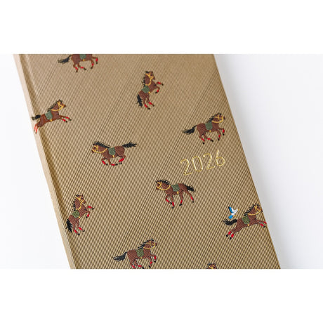 Hobonichi 2026 Spring Weeks Bow & Tie: Galloping Horses [JPN/Tall & Slim/April Start]
