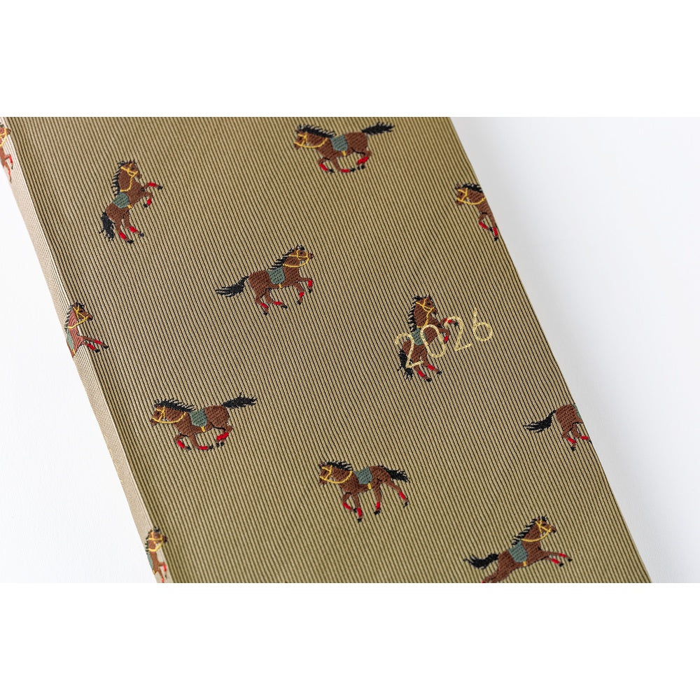 Hobonichi 2026 Weeks Mega Bow & Tie: Galloping Horses [ENG/Tall & Slim/Jan Start]