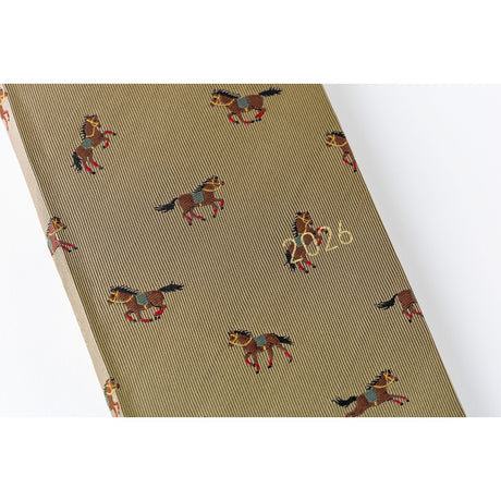 Hobonichi 2026 Weeks Mega Bow & Tie: Galloping Horses [ENG/Tall & Slim/Jan Start]