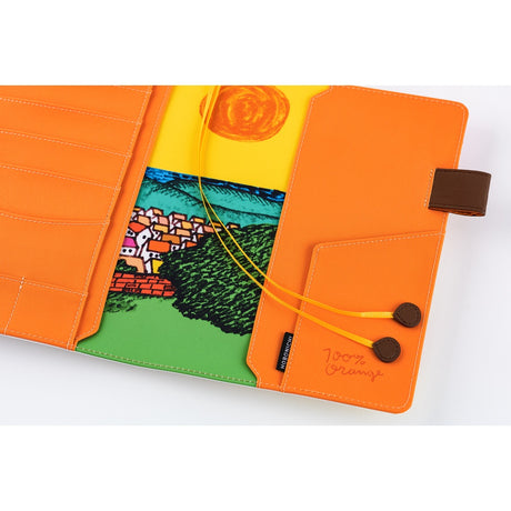 Hobonichi Techo 2026 Cousin A5 Book & Cover - 100%ORANGE: Where’s the Squirrel Going [ENG/A5/Jan Start]