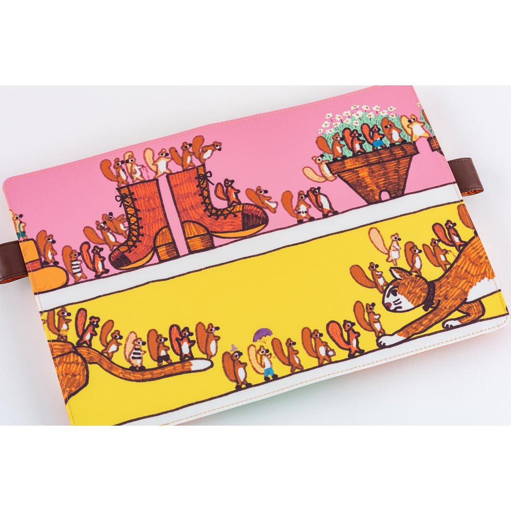 Hobonichi Techo 2026 Cousin A5 Book & Cover - 100%ORANGE: Where’s the Squirrel Going [ENG/A5/Jan Start]