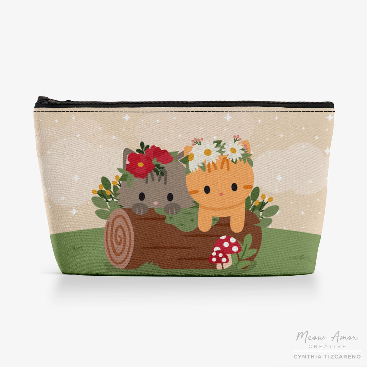 Cottagecore Cats Canvas Zipper Bag