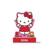 2026 Hello Kitty Playful Pink Mini Desk Calendar with Wood