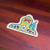 Blue Bird Brass Clip Holographic Vinyl Sticker