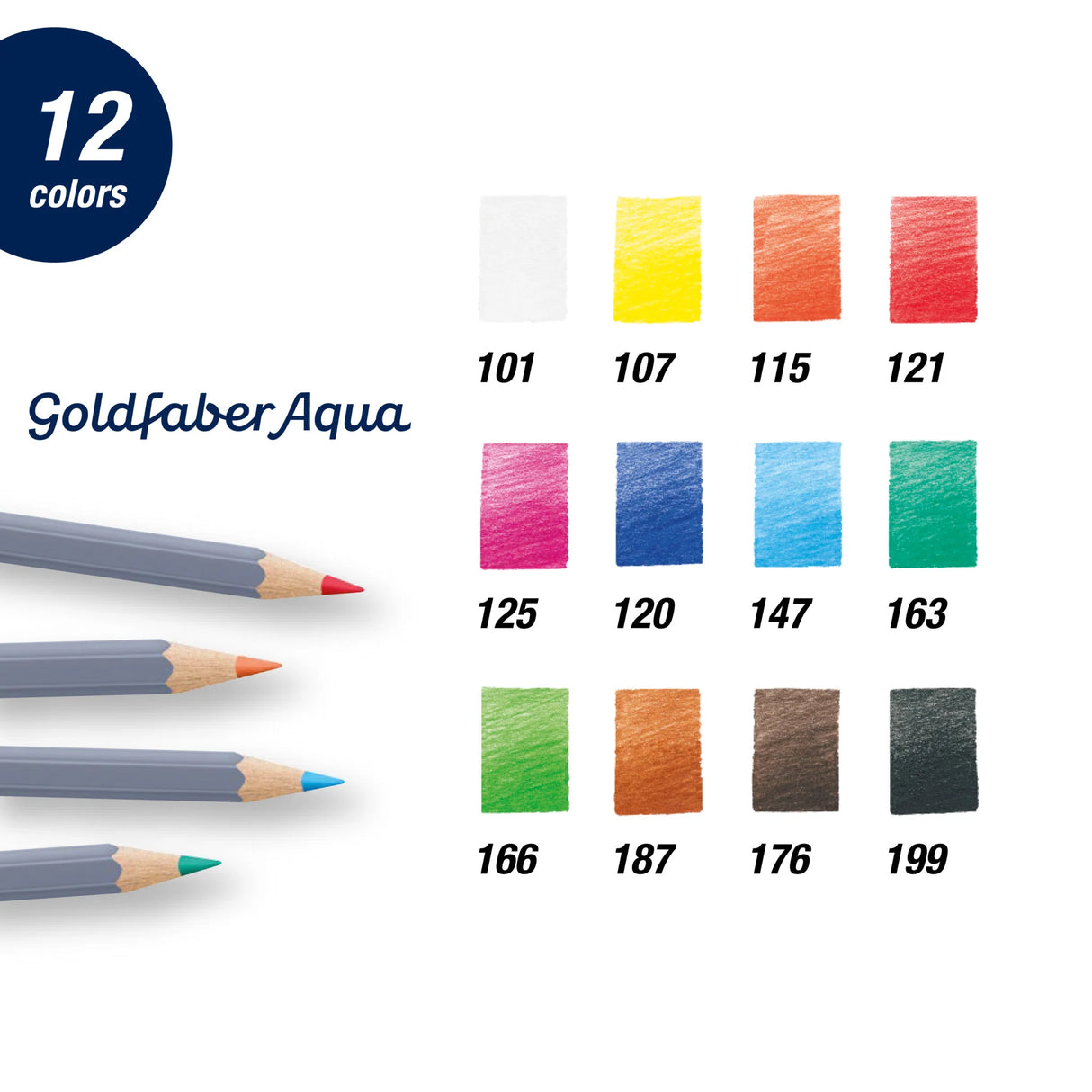 Faber-Castell Goldfaber Aqua Watercolor Pencils - Tin of 12