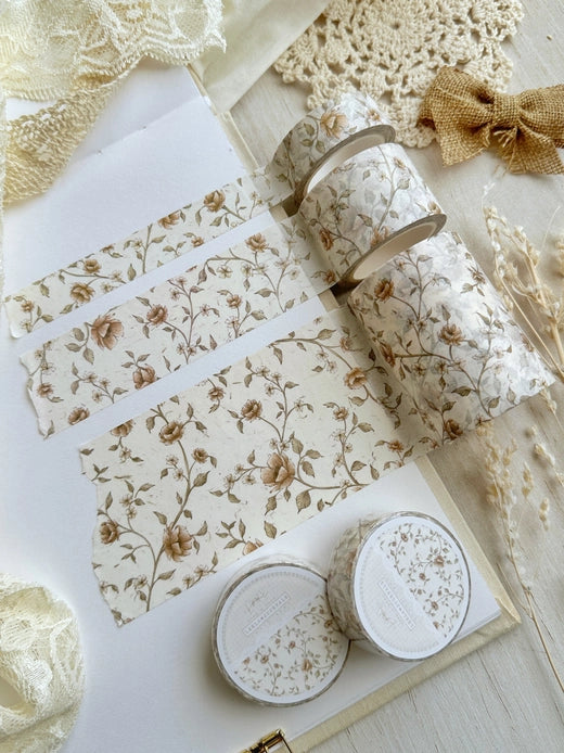 Creamy Red Floral Washi Tape 30mm