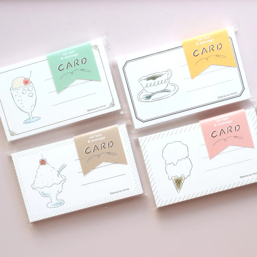 Coffee Ink Swatch Card Set by forme.

These business-sized cards can be used as ink sample cards, a small message card, a short record of cafe visits, or a simple memo card.