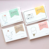 Coffee Ink Swatch Card Set by forme.

These business-sized cards can be used as ink sample cards, a small message card, a short record of cafe visits, or a simple memo card.