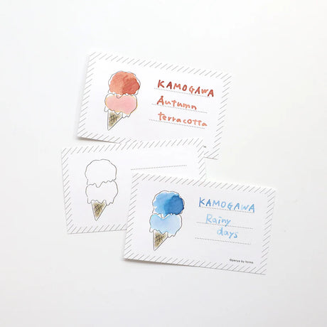 Ice Cream Ink Swatch Card Set by forme.

These business-sized cards can be used as ink sample cards, a small message card, a short record of cafe visits, or a simple memo card.