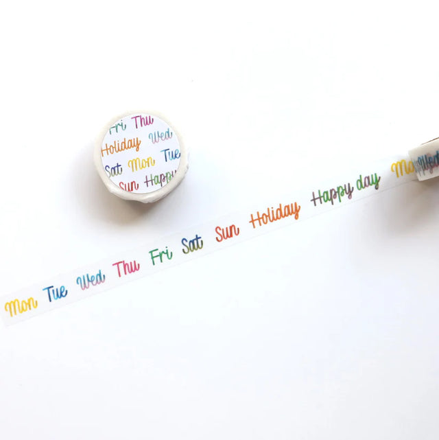 Colorful Days of the Week Washi Tape by forme.

The letters drawn using brush pens, glass pens, ornament nibs, etc. are very beautiful, but you can feel the bleeding of the ink, the strength and fluctuation of the writing lines, the shade of the ink, and the faintness of the ink.