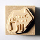 Penguin Open Here Rubber Stamp