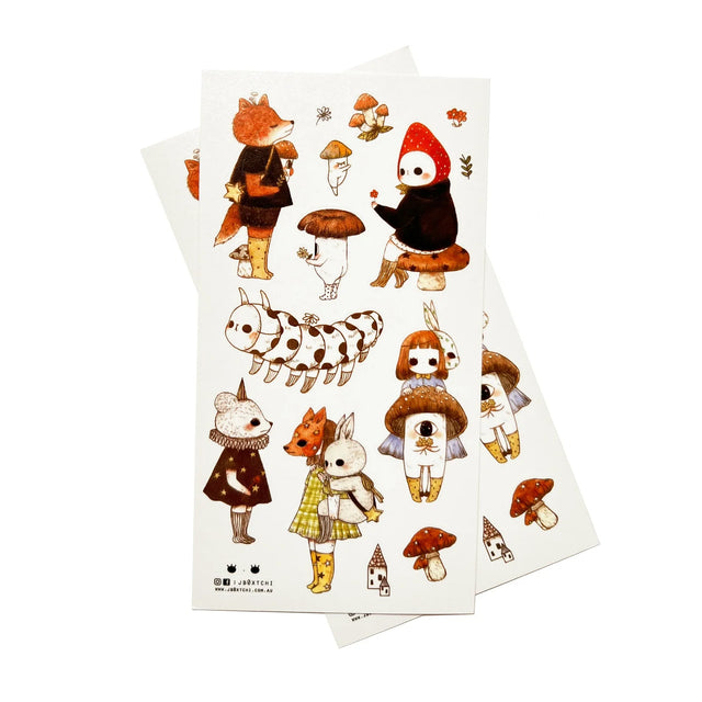 jb0xtchi Washi Sticker Sheet - Mushroom Companions

This whimsical themed washi sticker sheet was illustrated by jb0xtchi (Jessica Ng). jb0xtchi creates stationary and small trinkets from whimsical ideas in the form of painting using ink, watercolour, and gouache.

Washi Material Sticker Sheet
Height: 170mm x Width: 90mm
Includes 1 sticker sheet