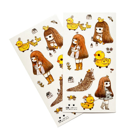 This whimsical rubber duckie themed washi sticker sheet was illustrated by jb0xtchi (Jessica Ng). jb0xtchi creates stationary and small trinkets from whimsical ideas in the form of painting using ink, watercolour, and gouache.

Washi Material Sticker Sheet
Height: 170mm x Width: 90mm
Includes 1 sticker sheet