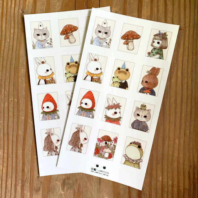 This whimsical stamp themed washi sticker sheet was illustrated by jb0xtchi (Jessica Ng). jb0xtchi creates stationary and small trinkets from whimsical ideas in the form of painting using ink, watercolour, and gouache.

Washi Material Sticker Sheet
Height: 170mm x Width: 90mm
Includes 1 sticker sheet