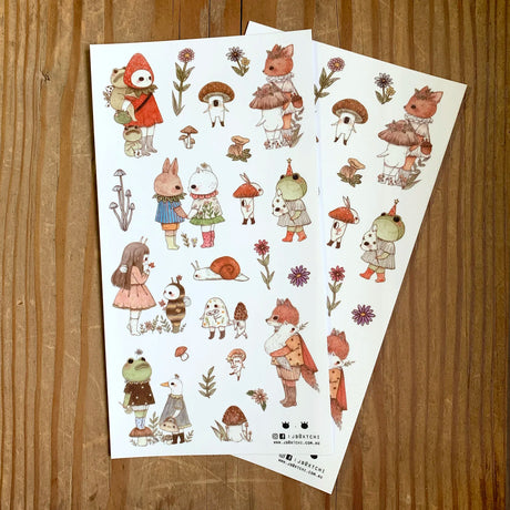 This whimsical themed washi sticker sheet was illustrated by jb0xtchi (Jessica Ng). jb0xtchi creates stationary and small trinkets from whimsical ideas in the form of painting using ink, watercolour, and gouache.

Washi Material Sticker Sheet
Height: 170mm x Width: 90mm
Includes 1 sticker sheet
