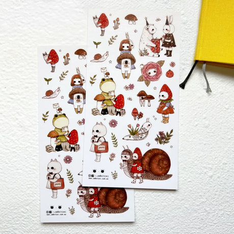 This whimsical themed washi sticker sheet was illustrated by jb0xtchi (Jessica Ng). jb0xtchi creates stationary and small trinkets from whimsical ideas in the form of painting using ink, watercolour, and gouache.

Washi Material Sticker Sheet
Height: 170mm x Width: 90mm
Includes 1 sticker sheet