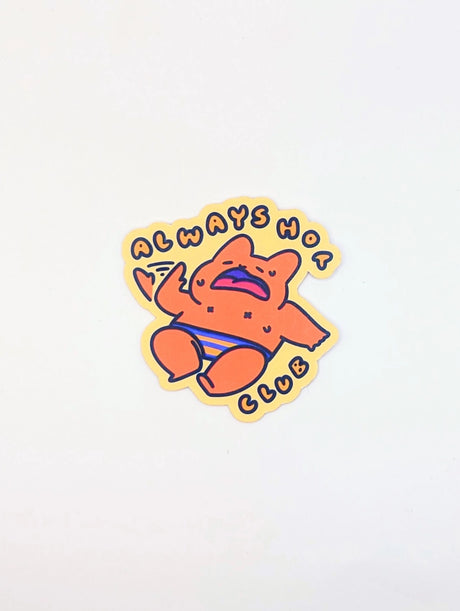 Featuring a cool cat lounging back, fanning itself with a look of exhaustion, this sticker is for those who know that feeling hot is just a lifestyle. Made from waterproof vinyl, it’s perfect for water bottles, laptops, or planners—wherever you need a reminder that being "always hot" is more than a temperature, it’s an attitude.