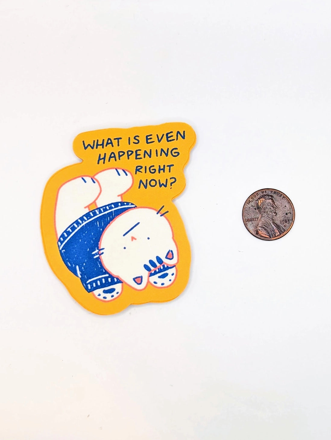 Feeling overwhelmed by the absurdity of the world? This existential crisis cat sticker perfectly captures that what is even happening right now? moment we all experience—especially in today’s political climate. Featuring a cute cartoon cat lying belly-up in pure bewilderment, this funny political sticker blends humor with relatable frustration.