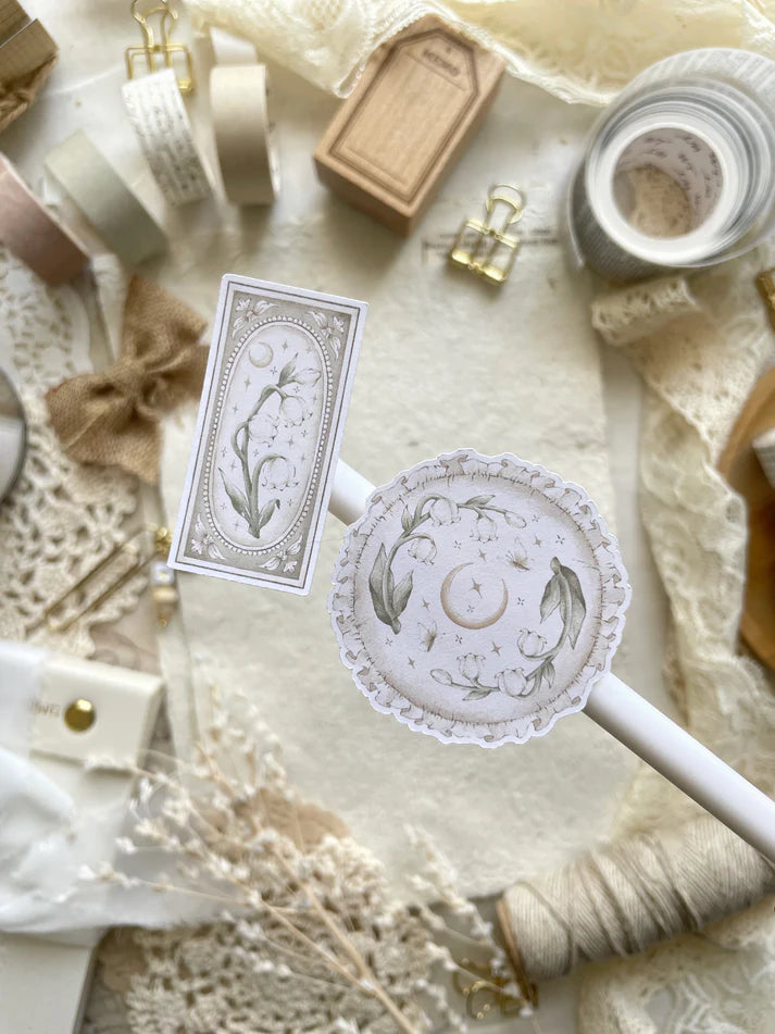 leelajournals Lily of the Valley &amp; Frames 1 Sticker Sheet - 2 pc Set

♡ 2pc sticker sheet set - 2 large

♡ pet matte (clear)

♡ all sheet dimensions estimated: L: 4x7 (in) | S: 4x3 (in)