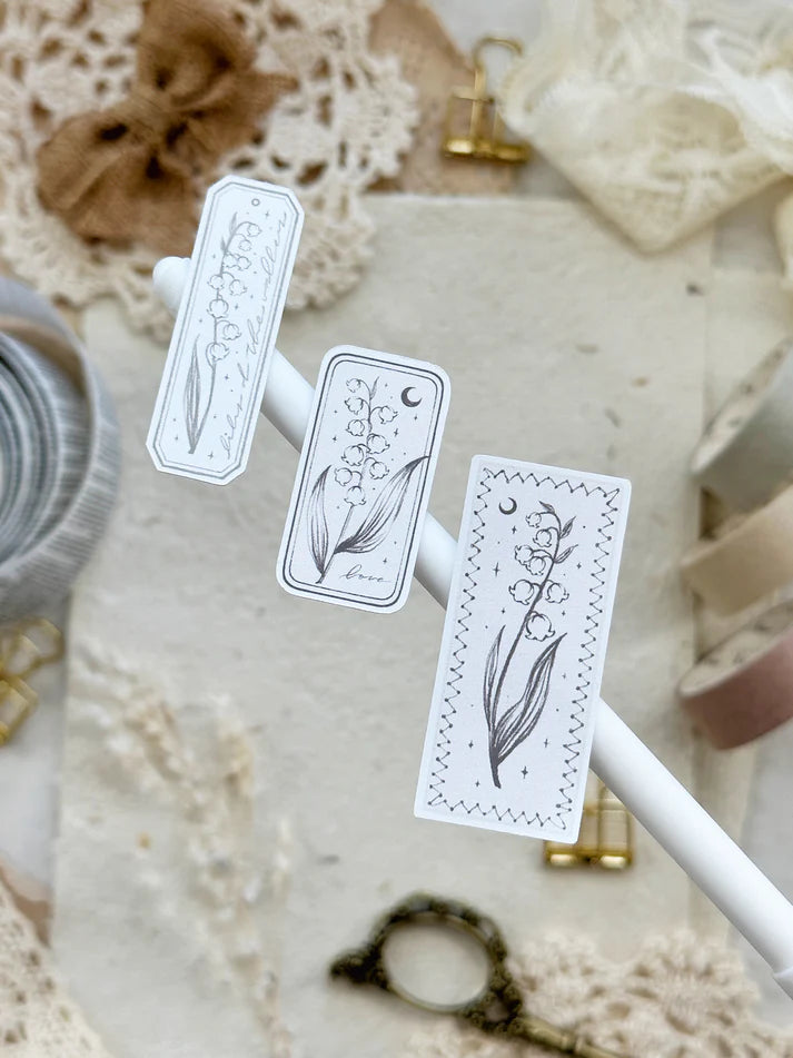 leelajournals Lily of the Valley &amp; Frames 2 Sticker Sheet - 2 pc Set

♡ 2pc sticker sheet set - 2 large

♡ pet matte (clear)

♡ all sheet dimensions estimated: L: 4x7 (in) | S: 4x3 (in)