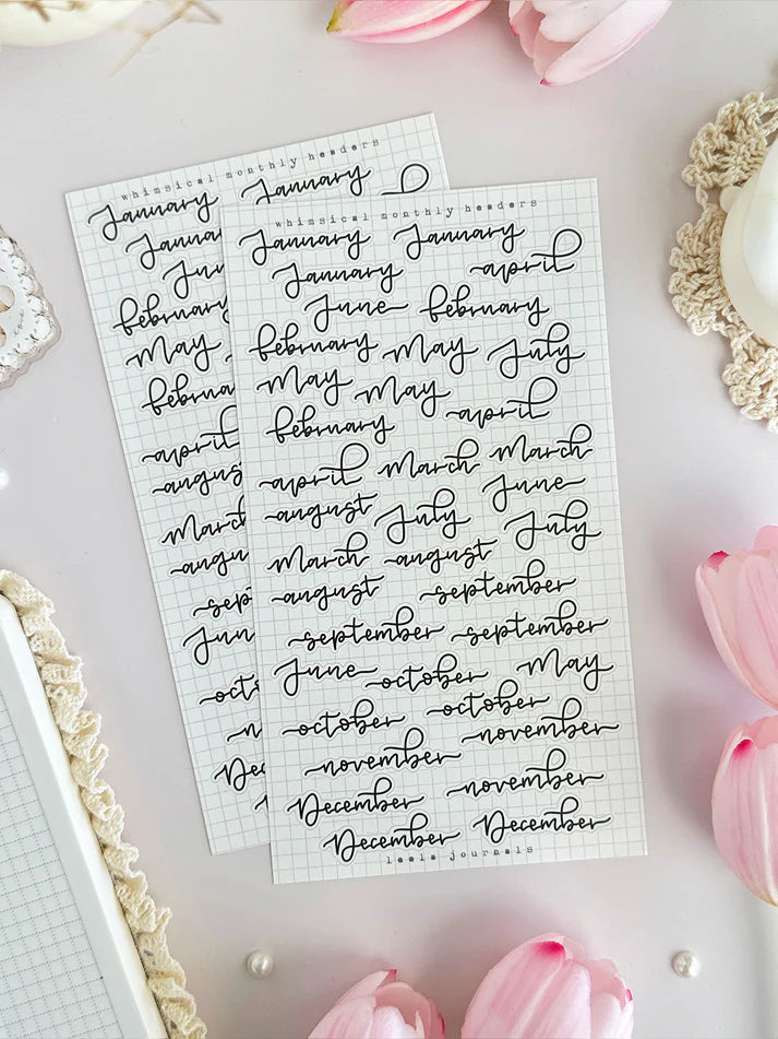 leelajournals Monthly &amp; Weekly Headers Sticker Sheet - 3pc set

♡ 3pc sticker sheet set - 3 large


♡ pet matte (clear)

♡ dimensions estimated: L: 4x7 (in) | S: 4x3 (in)