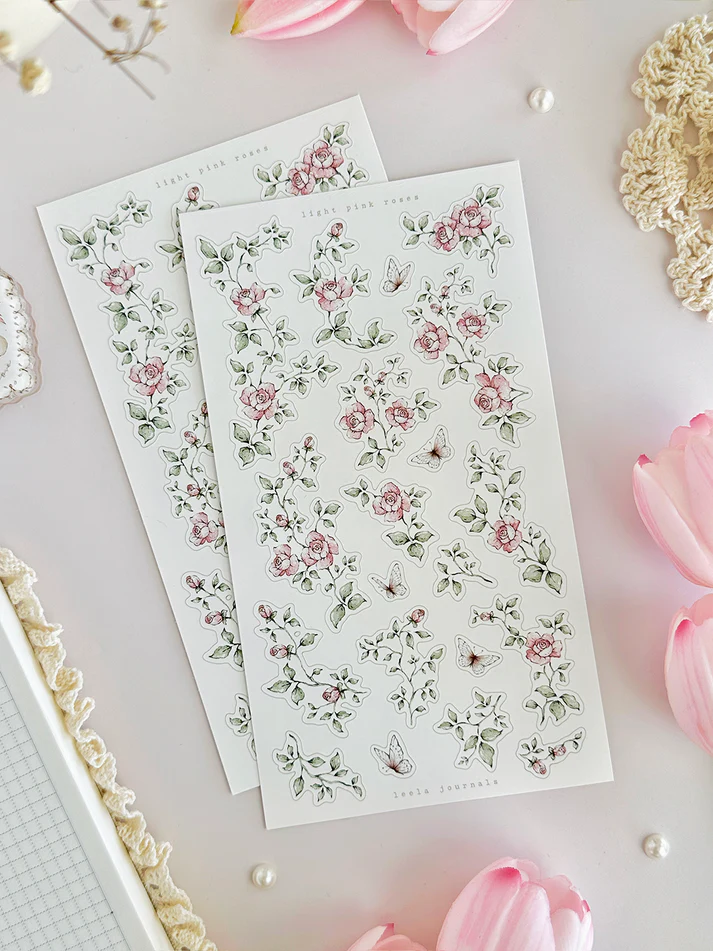 leelajournals Pink &amp; Peach Roses Sticker Sheet - 2 pc Set

♡2pc sticker sheet set - 2 large&nbsp;

♡ pet matte (clear)

♡ all sheet dimensions estimated: L: 4x7 (in) | S: 4x3 (in)