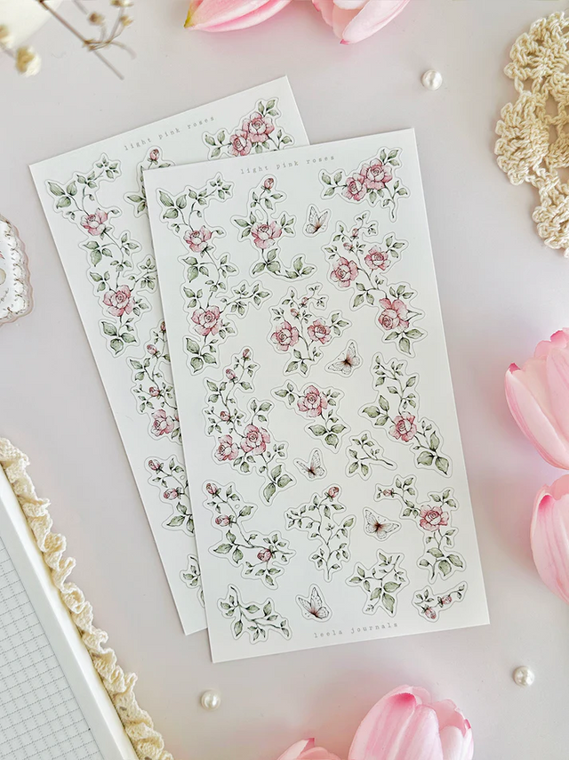 leelajournals Pink &amp; Peach Roses Sticker Sheet - 2 pc Set

♡2pc sticker sheet set - 2 large&nbsp;

♡ pet matte (clear)

♡ all sheet dimensions estimated: L: 4x7 (in) | S: 4x3 (in)