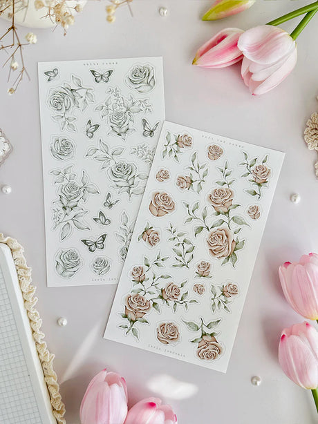 leelajournals Red &amp; White Roses Sticker Sheet - 2 pc Set

♡2pc sticker sheet set - 2 large&nbsp;

♡ pet matte (clear)

♡ all sheet dimensions estimated: L: 4x7 (in) | S: 4x3 (in)